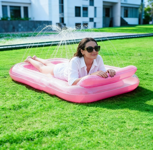 HeyGo PINK 84x58in Transparent Powder Spray Pool & Lounge Chair, Portable Bathtub for Pets & Outdoor Water Fun