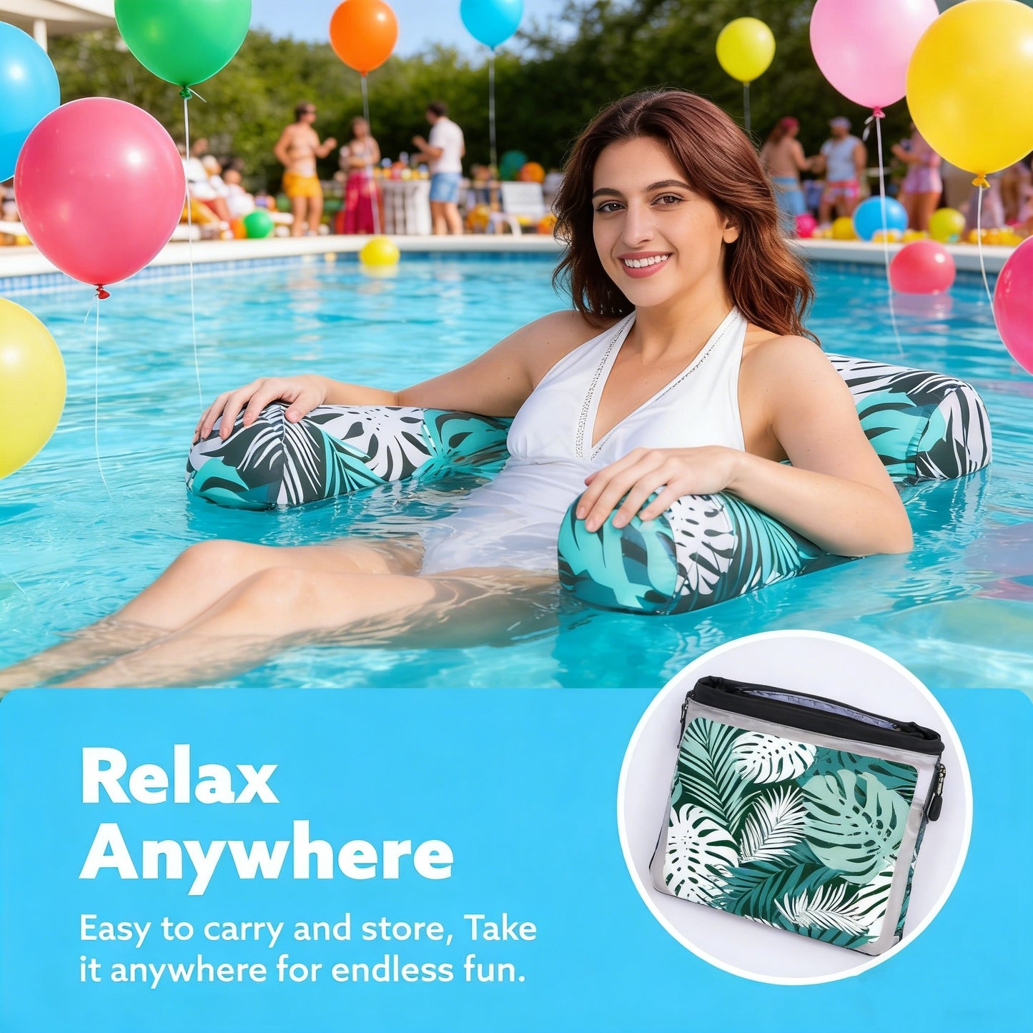 Jasonwell 2-Pack Inflatable Pool Floats for Adults, Floating Lounge Chairs, Heavy Duty Pool Noodles, 30”x16”x24”, Beach & Summer Fun