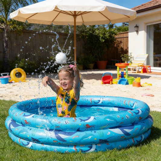 Jasonwell 48"X12" Inflatable Kiddie Pool for Toddlers, Round Blow-up Pool with Cushioned Floor & Ball Pit Toys for Ages 2-5, Blue