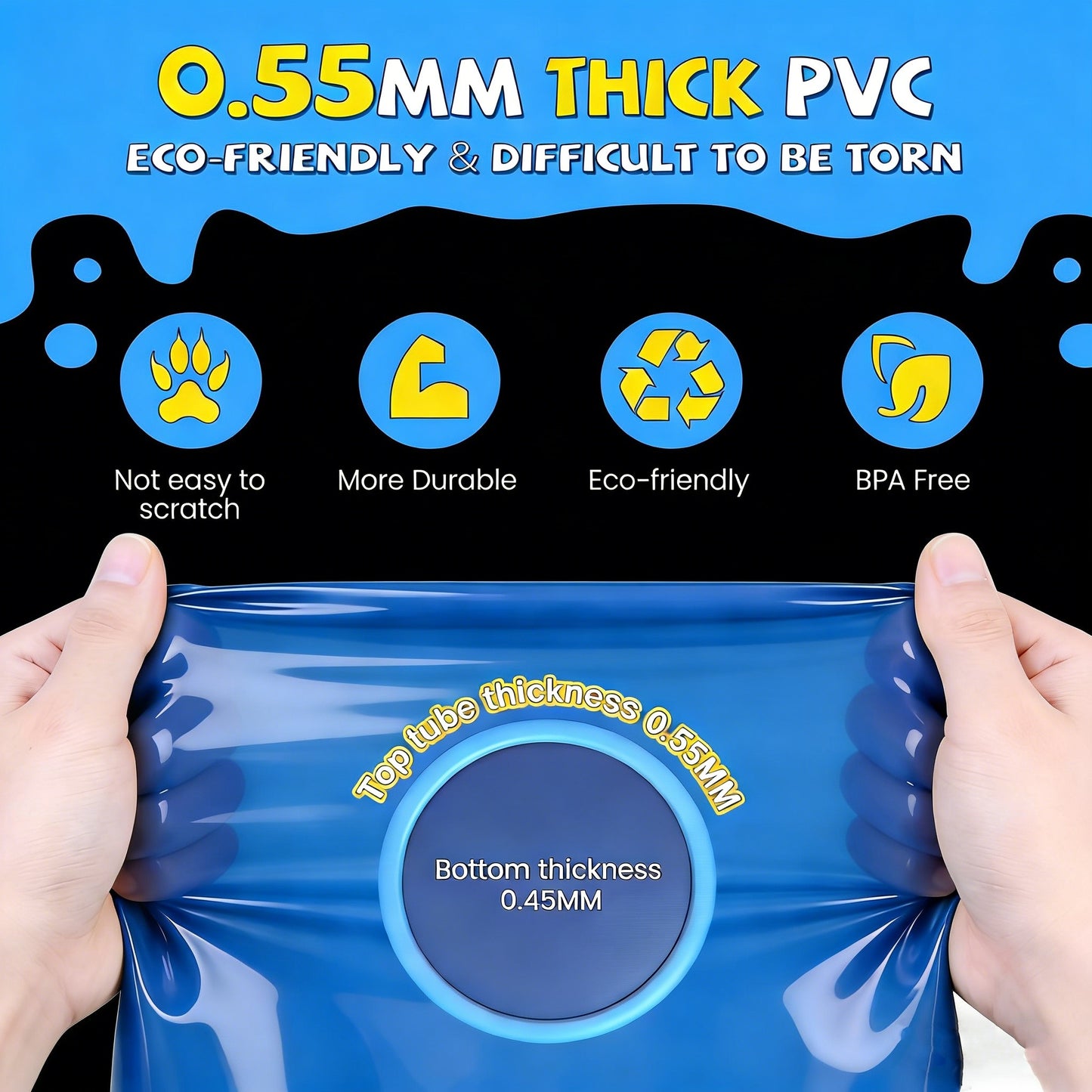 HeyGo 59" Non-Slip Splash Pad - Thick Sprinkler Pool Water Toy for Kids & Dogs (Blue)