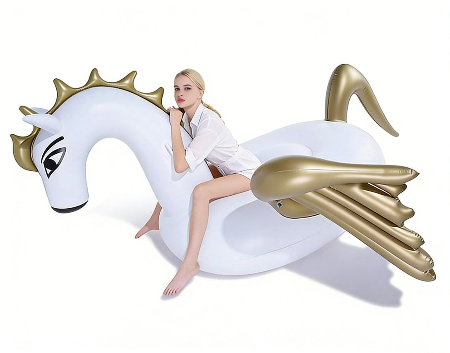 HeyGo 110'' x 73'' x 47'' Giant Inflatable Pegasus Pool Float with Fast Valves – Summer Lounge Raft for Adults, Ideal for Outdoor Parties!