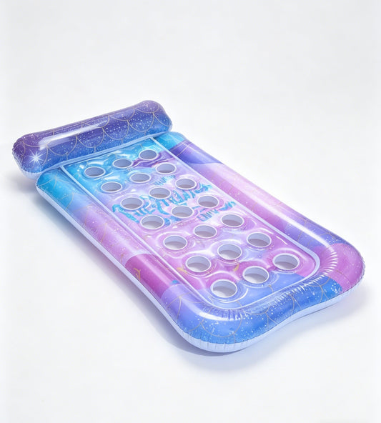 HeyGo 21 hole round hole sequin star mermaid lounge chair float giant float adult size head pillow, summer beach, outdoor