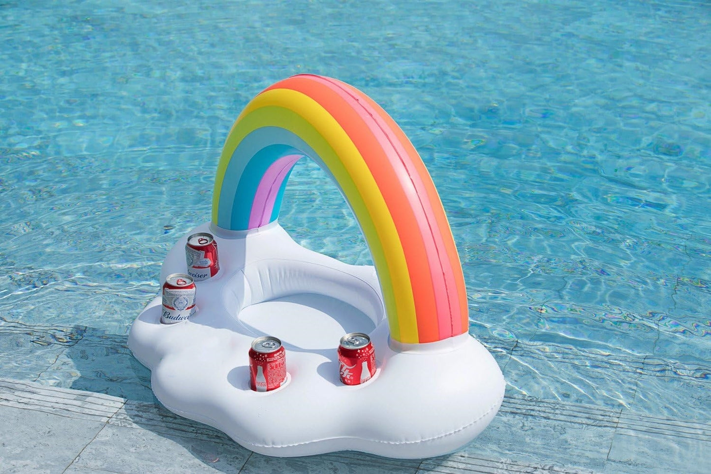 HeyGo 37" x 24" x 22" Inflatable Pool Party Cooler - Rainbow Cloud Drink Holder for Hawaiian Luau, Birthday & Easter Outdoor Fun!