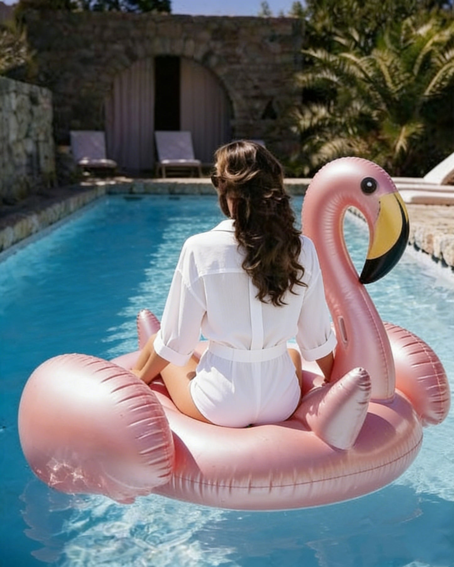HeyGo 71" x 75" x 51" Giant Inflatable Flamingo Pool Float with Fast Valves – Summer Beach Lounge Raft for Adults, Perfect Outdoor Toy!