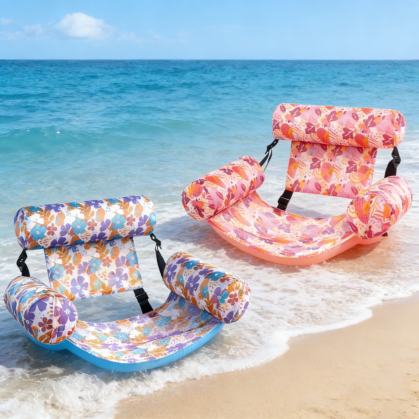 Jasonwell 2-Pack Inflatable Pool Lounge Chairs for Adults, Heavy Duty Floating Noodles, Large Multicolor, Beach & Lake Fun