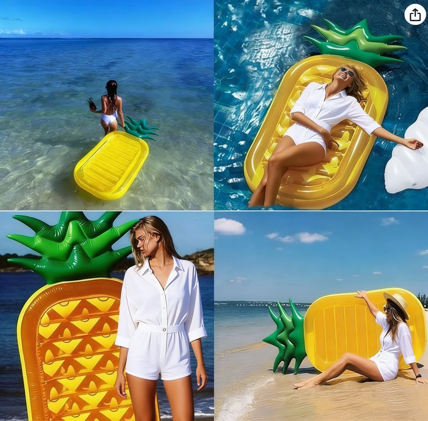 HeyGo 75" Pineapple Pool Float – Large Inflatable Lounge Raft for Adults, Ideal for Summer Beach Parties & Swimming Fun