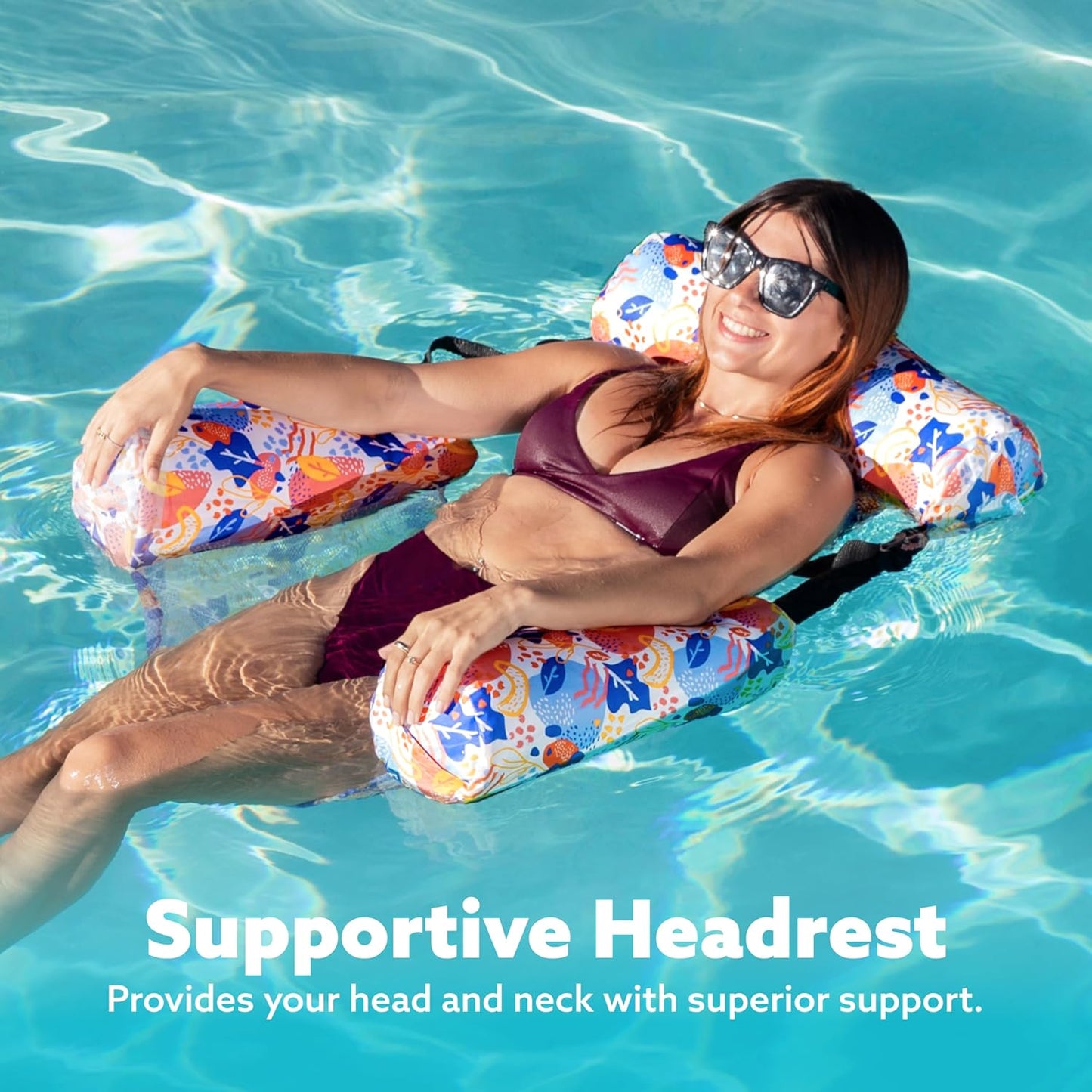 Jasonwell 2-Pack Inflatable Pool Lounge Chairs for Adults, Heavy Duty Floating Noodles, Summer Water Fun, Beach & Lake, Large, Multicolor
