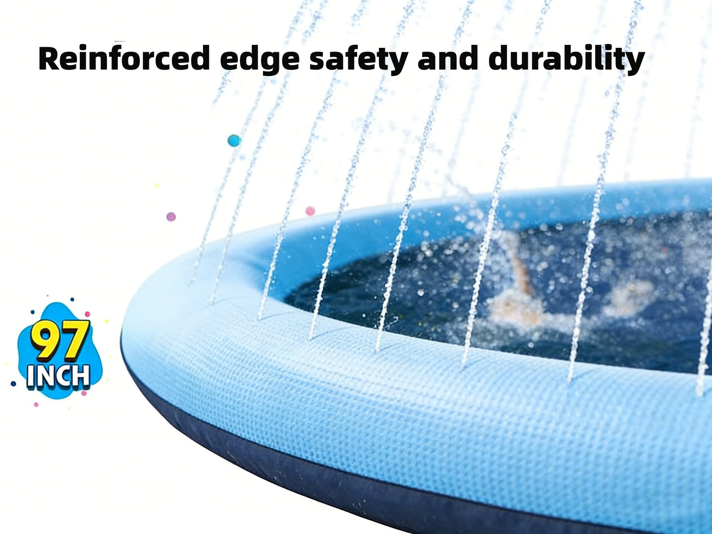 Jasonwell Non-Slip Splash Pad for Kids & Dogs - 97" Thickened Sprinkler Pool, Fun Outdoor Water Toy for Children & Pets, Blue