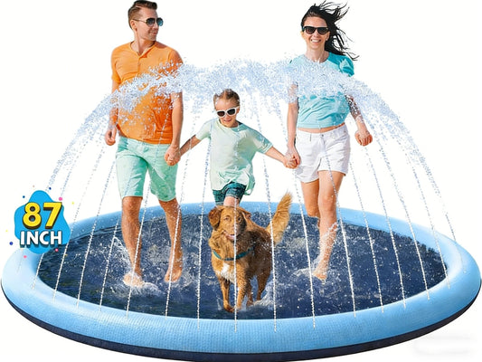Jasonwell Non-Slip Splash Pad for Kids & Dogs, 87" Thickened Sprinkler Pool, Outdoor Water Toy for Children & Pets, Blue