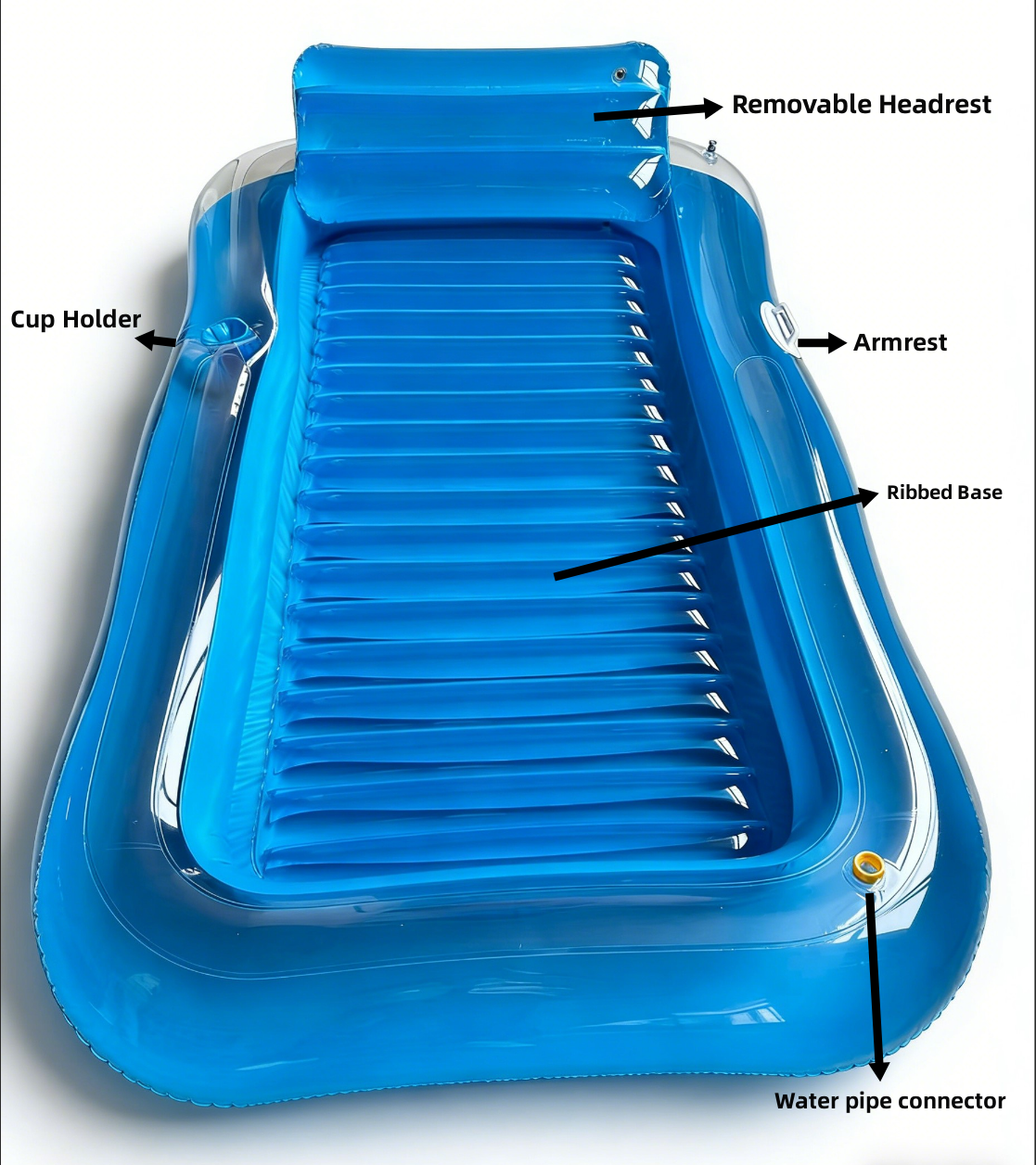 HeyGo 84x58in Transparent blueSpray Folding Pool & Lounge Chair, Portable Bathtub for Pets & Outdoor Water Fun