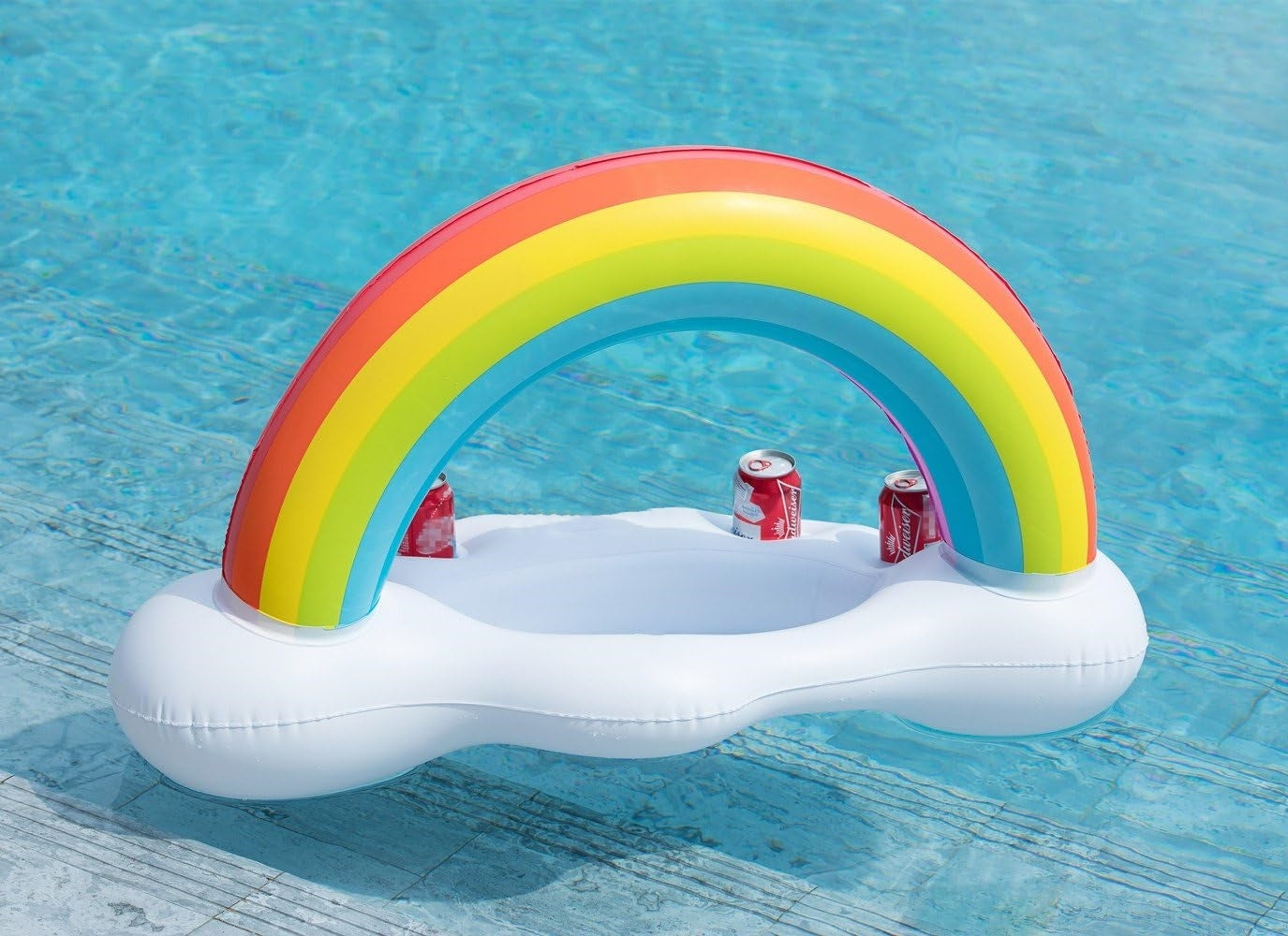 HeyGo 37" x 24" x 22" Inflatable Pool Party Cooler - Rainbow Cloud Drink Holder for Hawaiian Luau, Birthday & Easter Outdoor Fun!