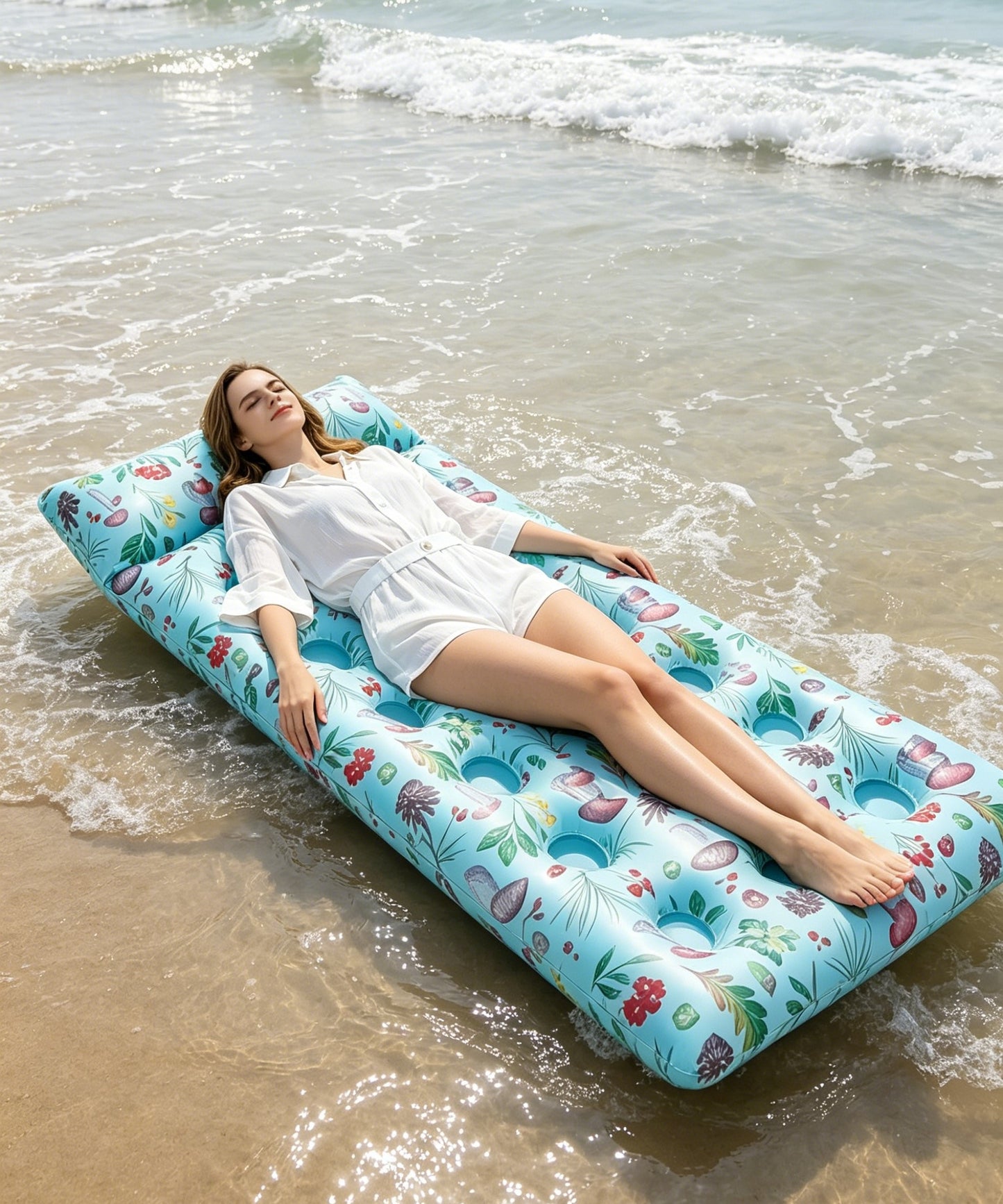 HeyGo 21-Hole Blue Fruit Hammock Inflatable Pool Float, Giant Adult Float with Headrest – Multi-Purpose for Pool Parties, Beach & Outdoor Fun