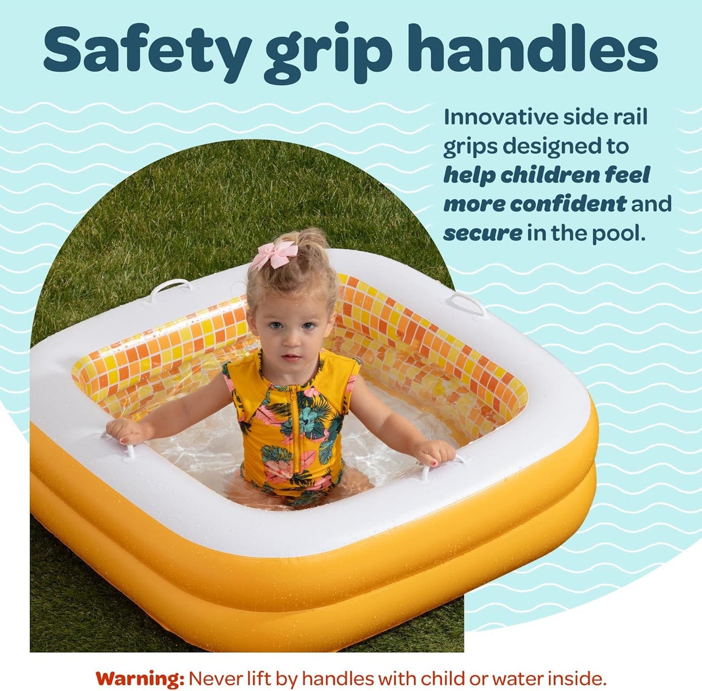Jasonwell 34"x10" Baby & Toddler Pool with Cushioned Floor, Handles & Drain, Inflatable Bathtub & Ball Pit, Outdoor Gift for Ages 1-3, Orange