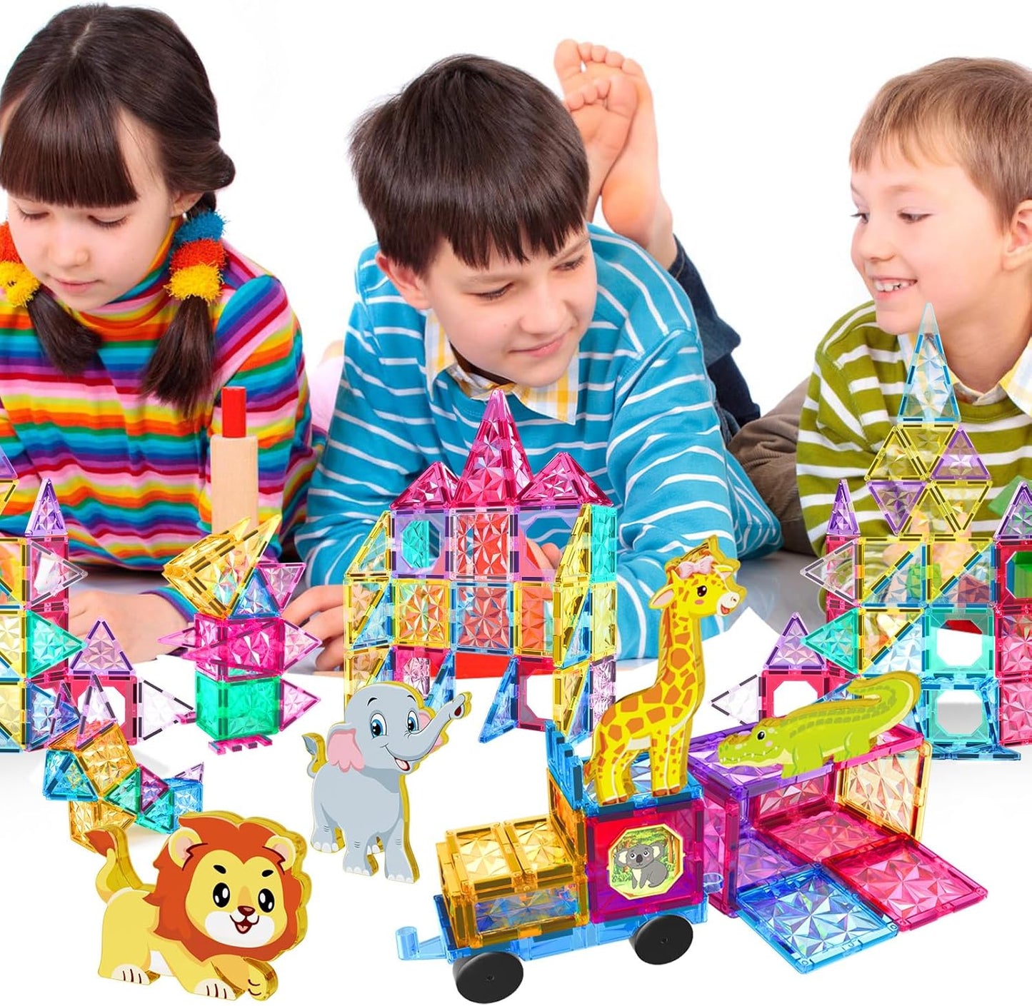 Jasonwell 110PCS Magnetic Tiles Building Set - 3D STEM Toys for Kids Age 3-9, Educational Gift for Toddlers & Preschoolers