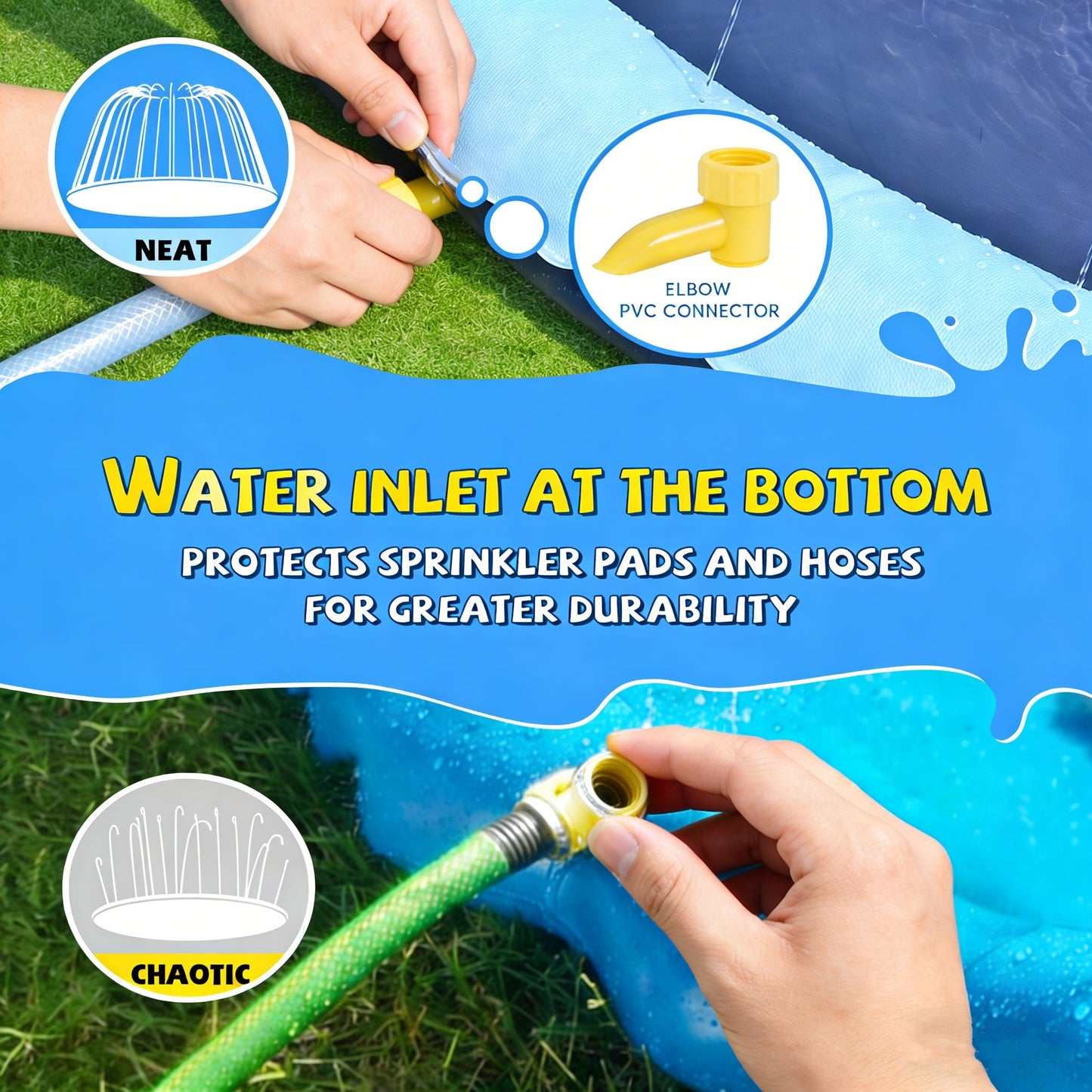 Jasonwell Non-Slip Splash Pad for Kids & Dogs, Thicken Sprinkler Pool, 59" Outdoor Water Toy for Children & Pets, Blue