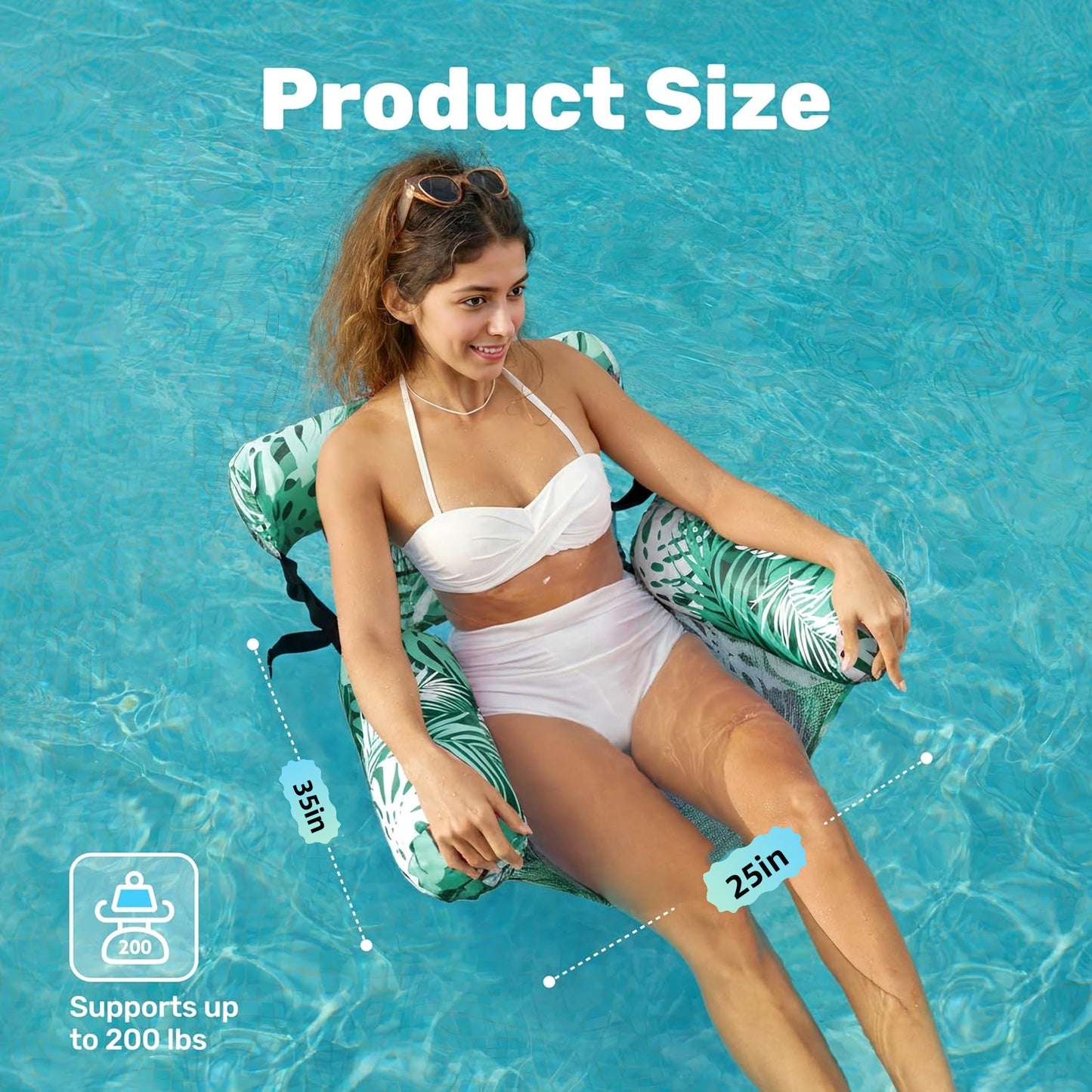 HeyGo Green Plant Pattern Adult Pool Float - Cloth-Covered Lounge Chair | 46x33 in for Summer Water Parties & Beach