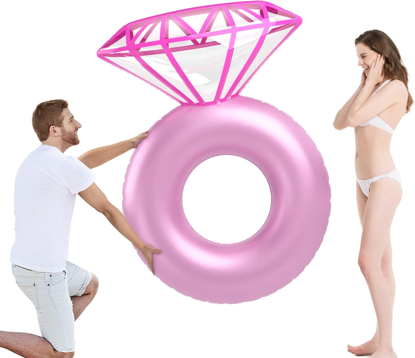 Jasonwell Inflatable Diamond Ring Pool Float - Pink Engagement Ring Float for Bachelorette Parties & Outdoor Water Lounging