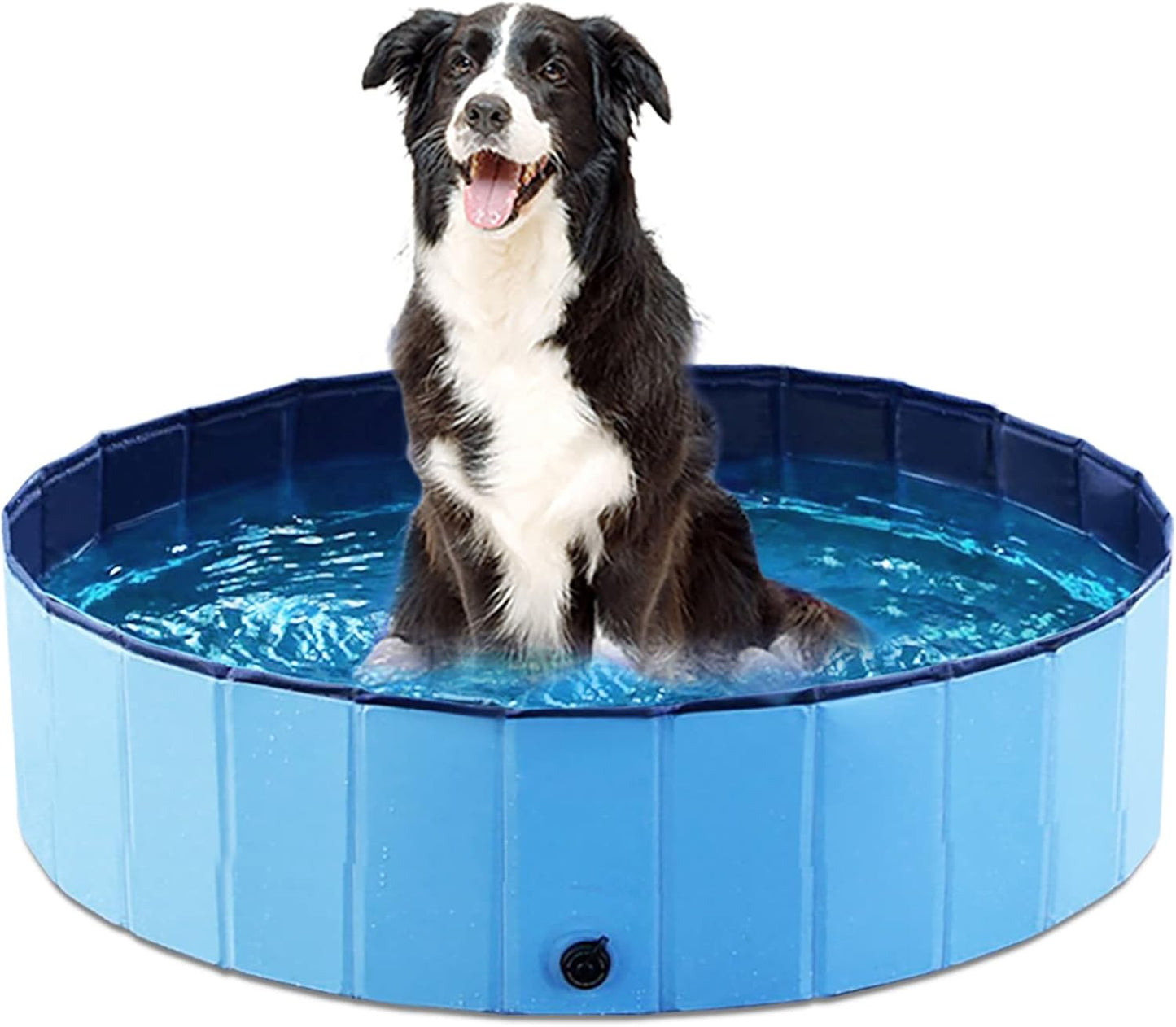 Jasonwell Foldable Hard Plastic Dog Pool - Collapsible Pet Swimming Pool & Bath Tub for Dogs - 32" - Plastic Board Blue