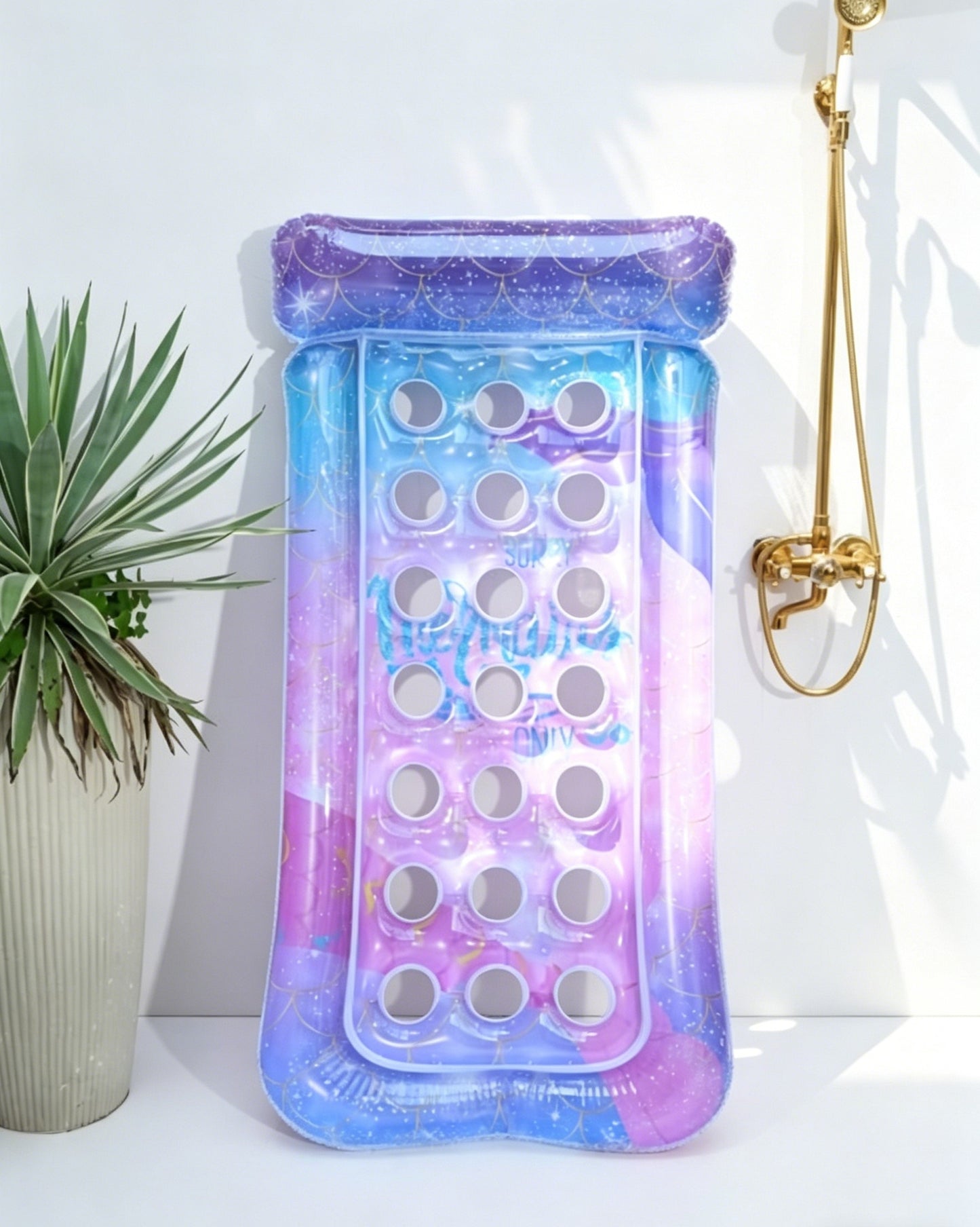 HeyGo 21 hole round hole sequin star mermaid lounge chair float giant float adult size head pillow, summer beach, outdoor