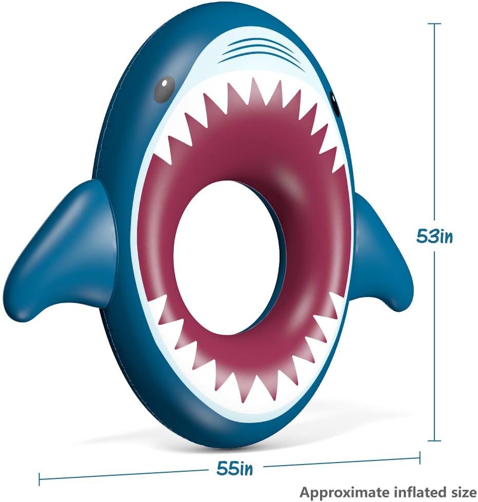 Jasonwell Inflatable Shark Pool Float - Large Ride-On Summer Tube for Water Fun at Beach & Pool Parties - Great for Kids & Adults!