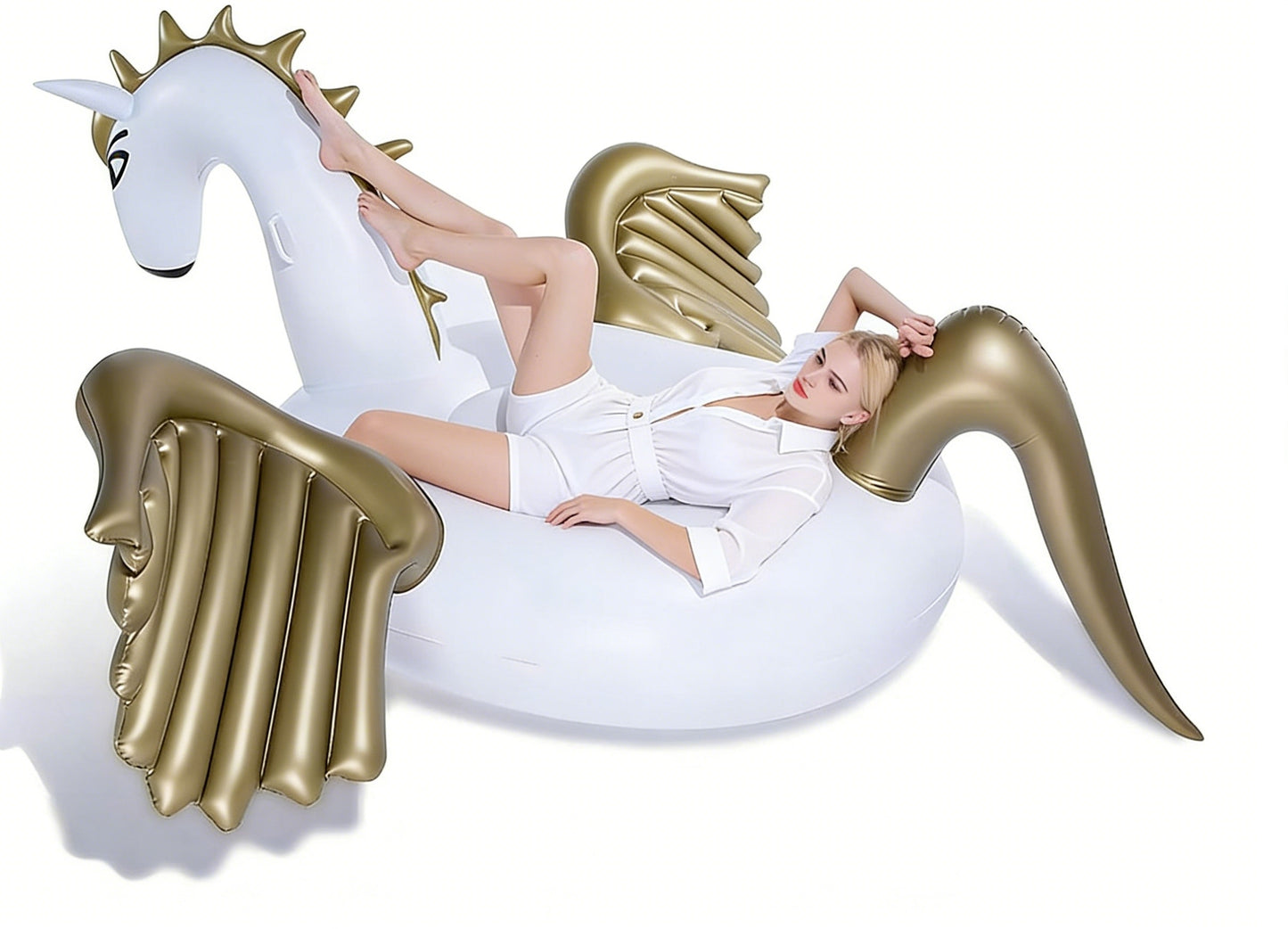 HeyGo 110'' x 73'' x 47'' Giant Inflatable Pegasus Pool Float with Fast Valves – Summer Lounge Raft for Adults, Ideal for Outdoor Parties!