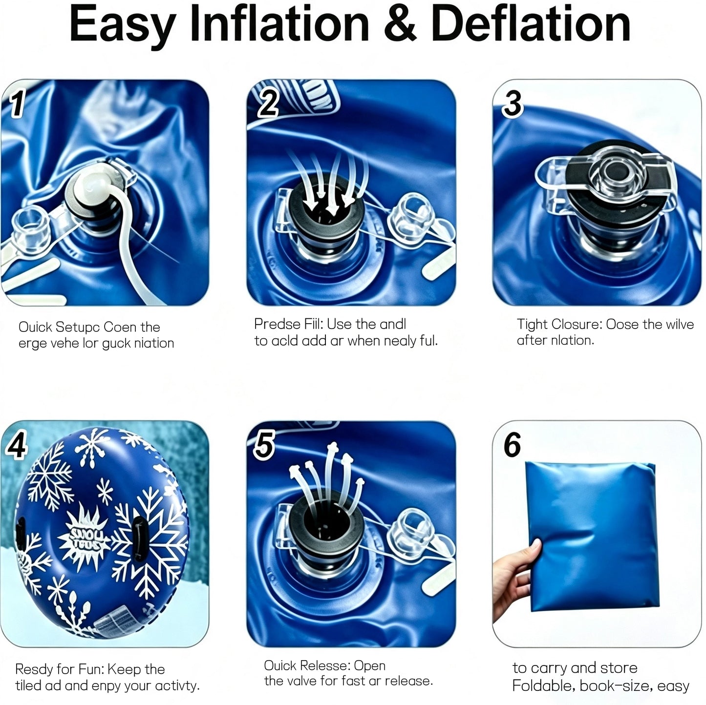 47 Inch Blue Inflatable Snow Tube Sled with 2 Reinforced High Handles, Heavy-Duty Reinforced Bottom Winter Sled for Family Outdoor Games & Christmas Activities