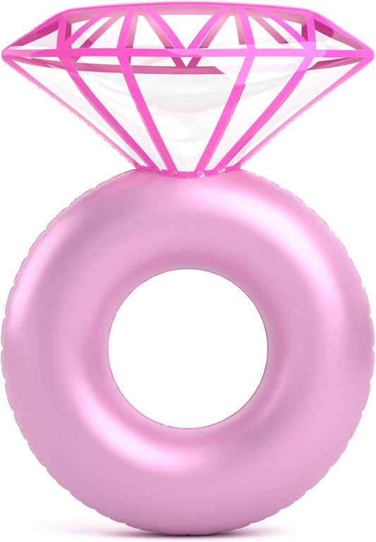 Jasonwell Inflatable Diamond Ring Pool Float - Pink Engagement Ring Float for Bachelorette Parties & Outdoor Water Lounging