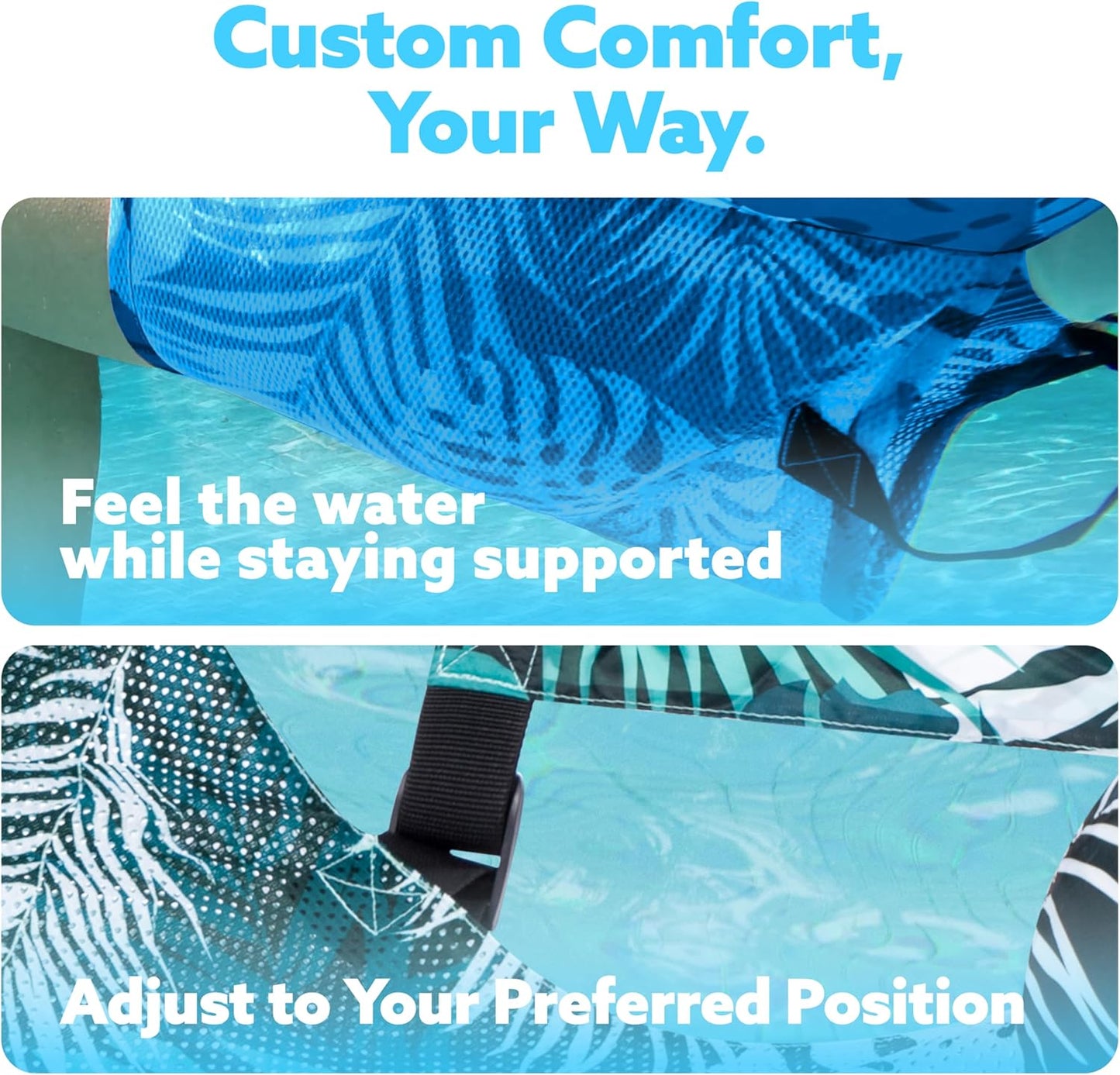 HeyGo 2-Pack Cloth-Covered Pool Float Lounge Chairs (Green & Blue, 46x33 in) for Summer Beach & Water Parties