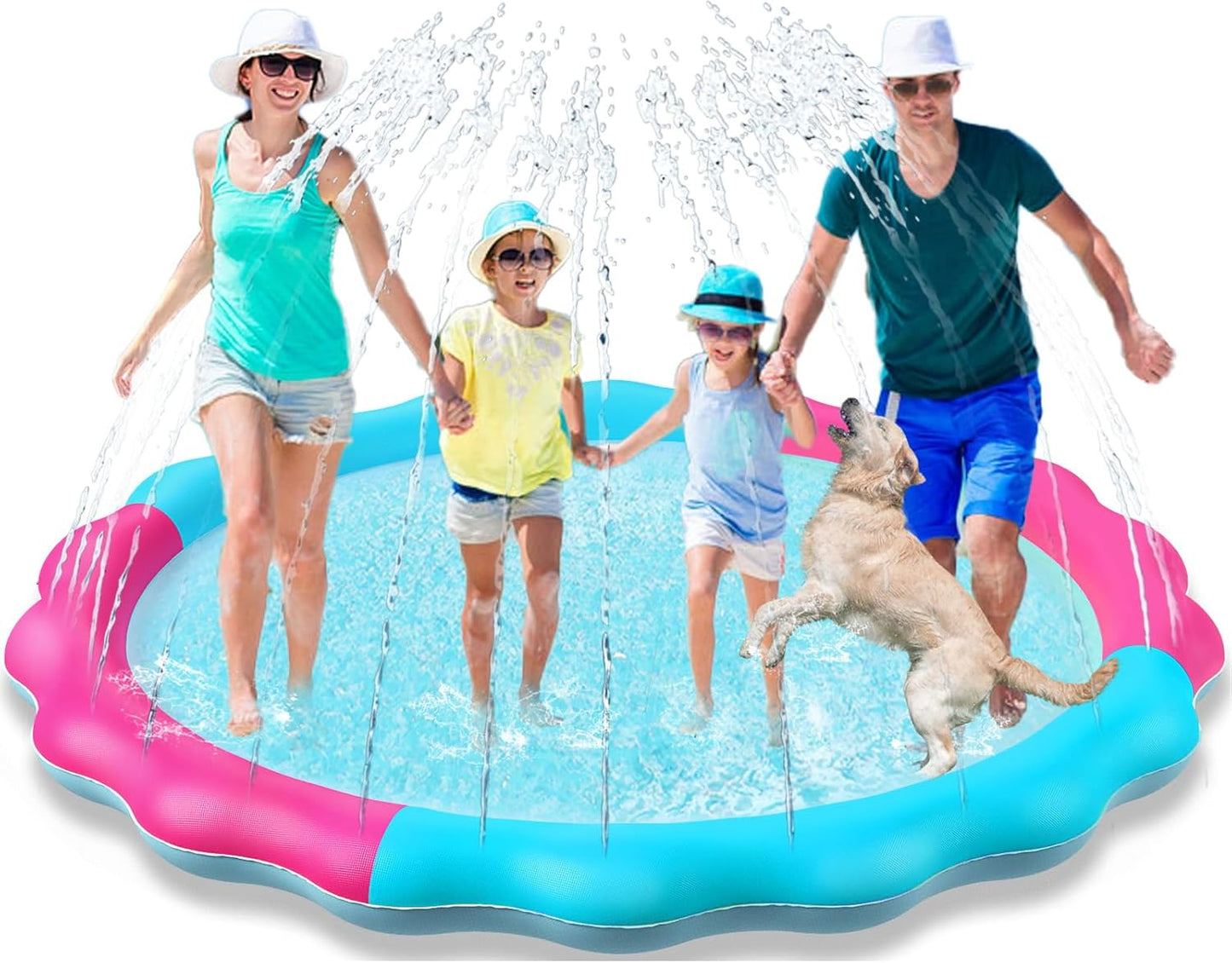 Jasonwell Non-Slip Kids & Dog Splash Pad – Durable Sprinkler Pool for Toddlers, Kids, Small to Large Dogs, Outdoor Water Toys for Backyard Fun