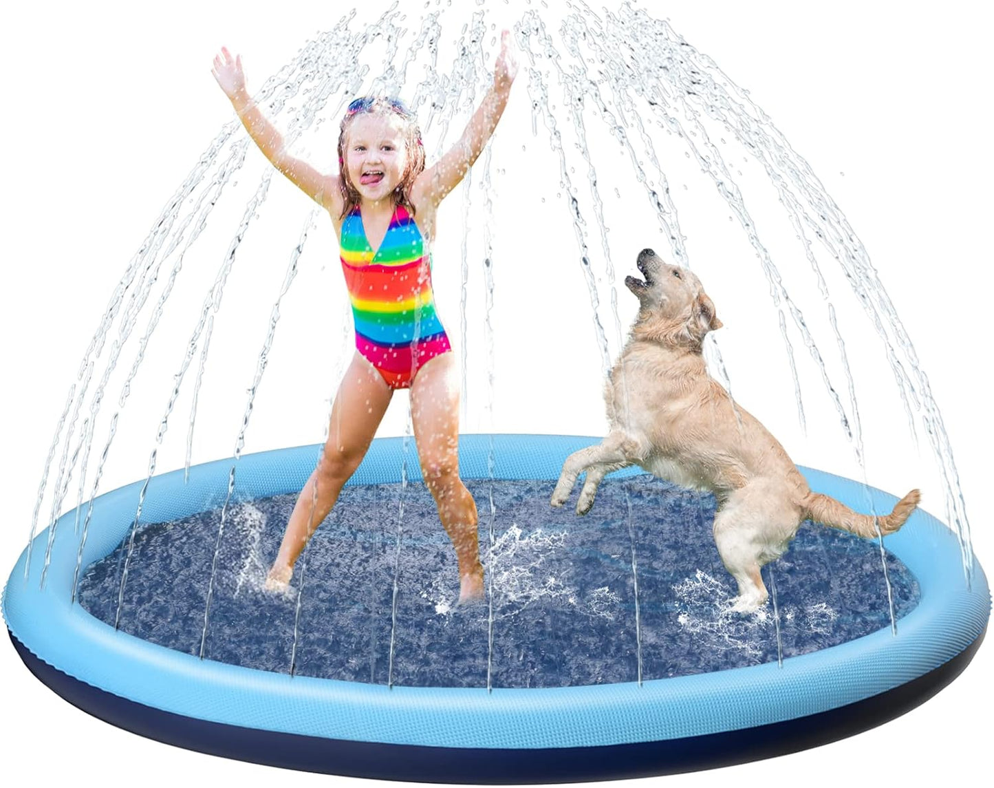 Jasonwell Kids & Dog Splash Pad – Non-Slip Sprinkler Pool for Toddlers, Kids, Small to Large Dogs, Durable Summer Outdoor Water Toys for Backyard