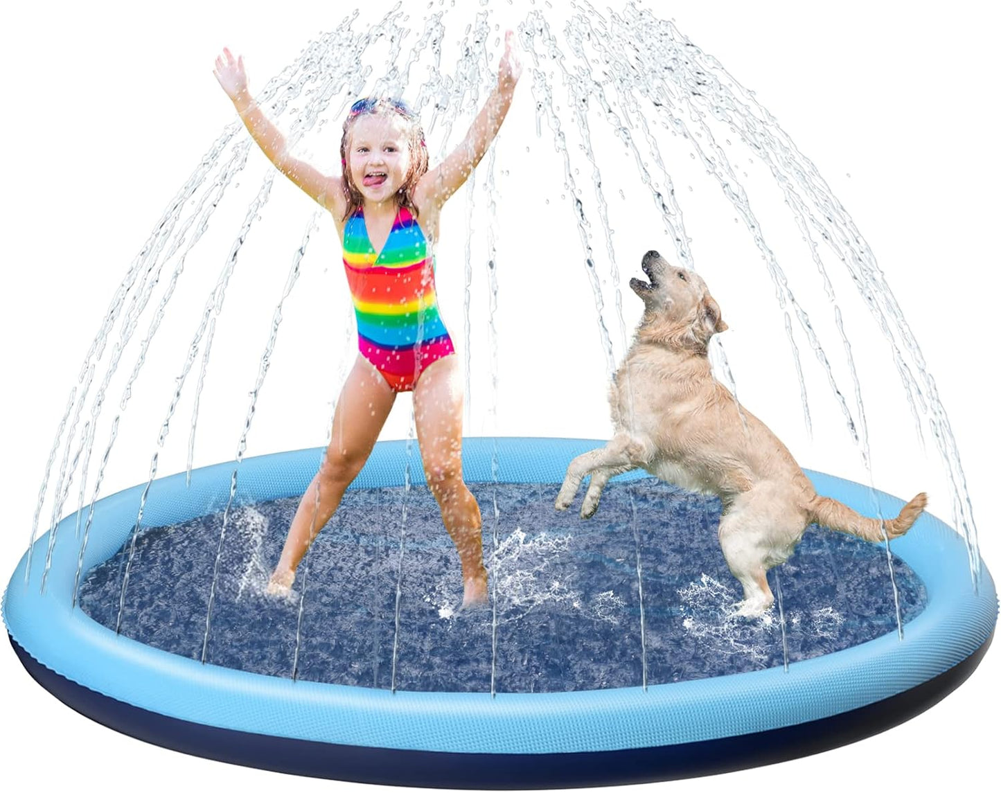 Jasonwell Non-Slip Kids & Dog Splash Pad – Durable Sprinkler Pool for Toddlers, Kids, Small to Large Dogs, Summer Outdoor Water Toys for Backyard Fun