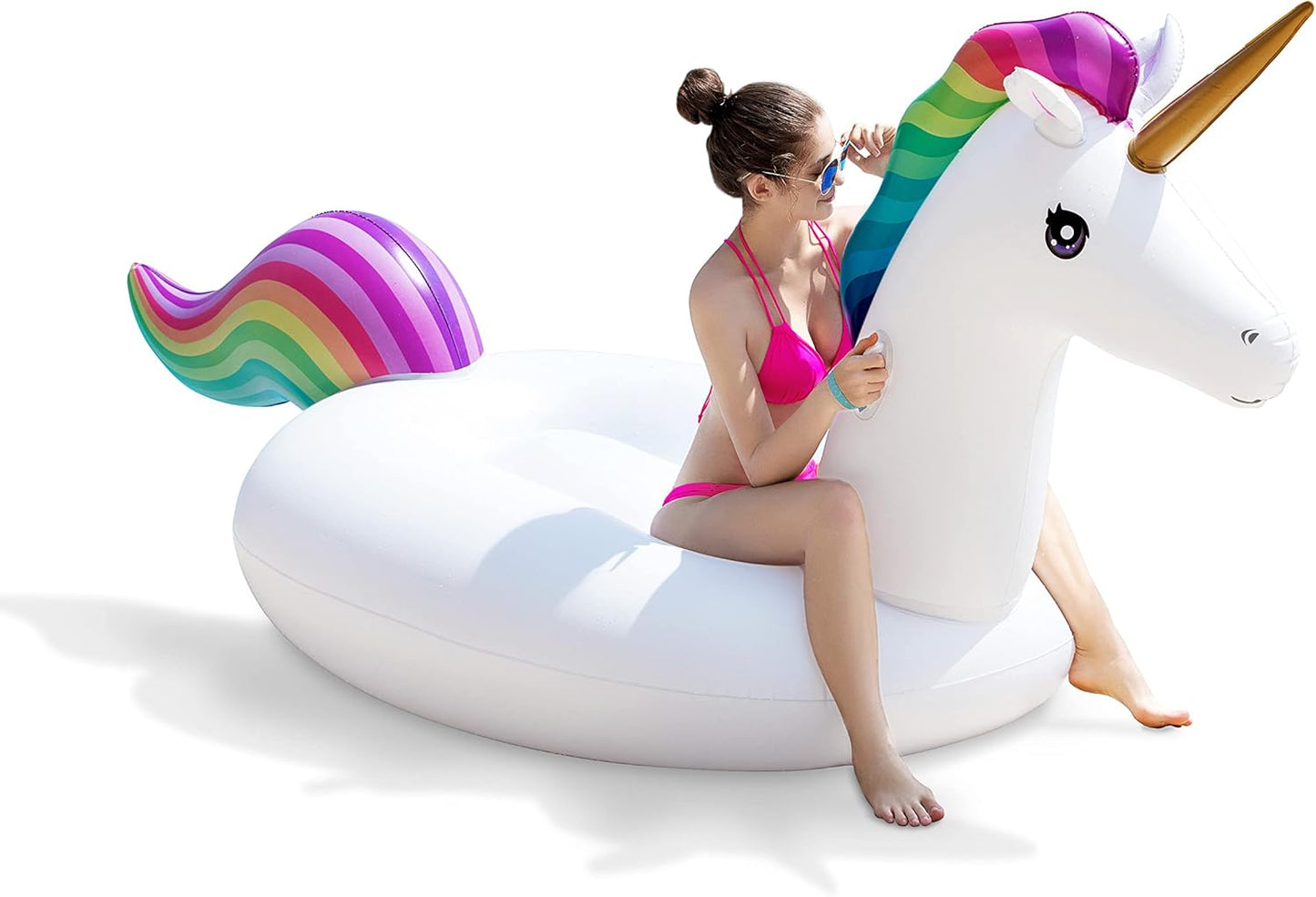Jasonwell Giant Inflatable Unicorn Pool Float – Rideable Blow Up Lounge Raft with Fast Valves for Summer Beach, Pool Parties, Kids & Adults