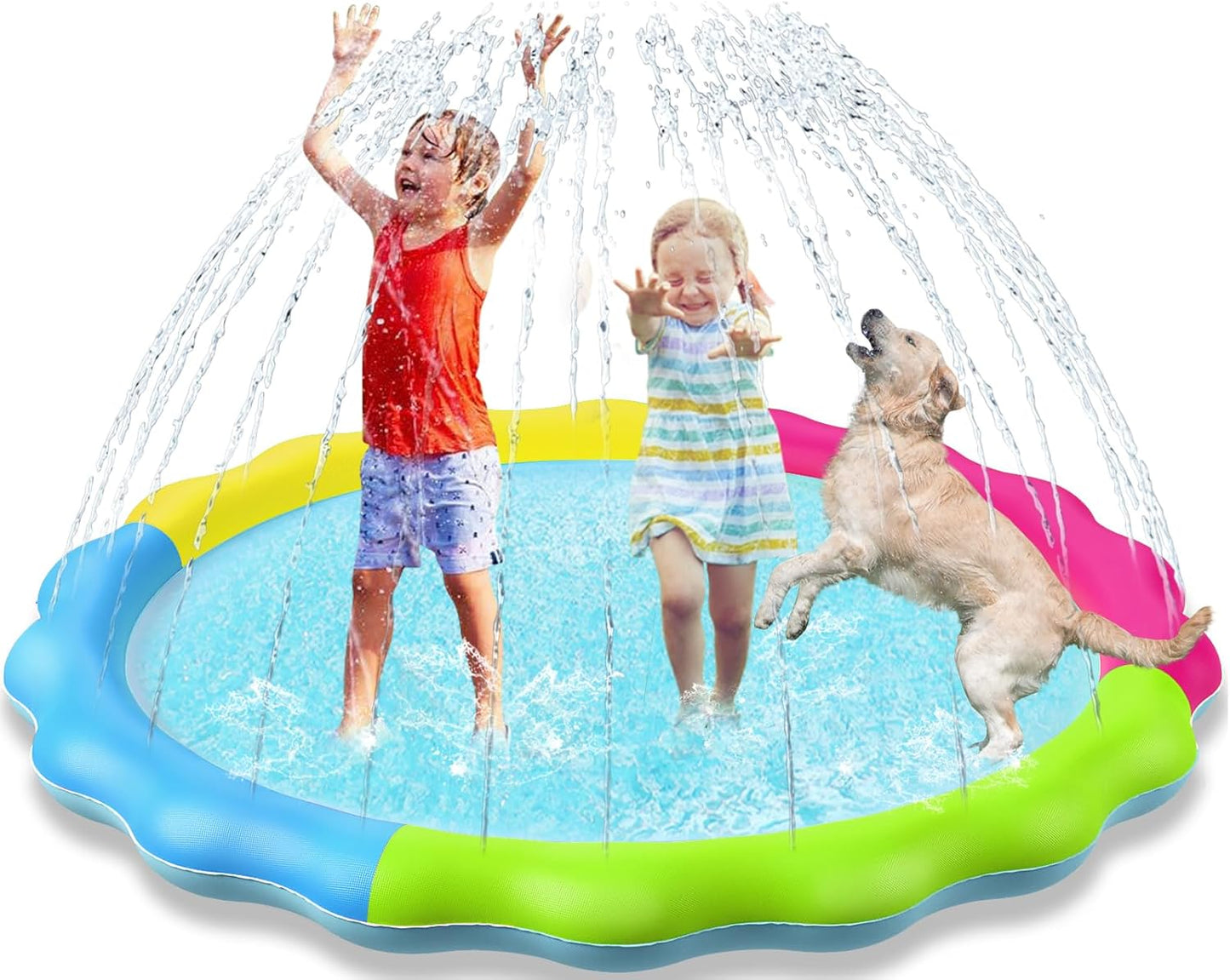 Jasonwell Kids & Dog Splash Pad – Non-Slip Sprinkler Pool for Toddlers, Kids, Small to Large Dogs, Durable Summer Outdoor Water Toys for Backyard