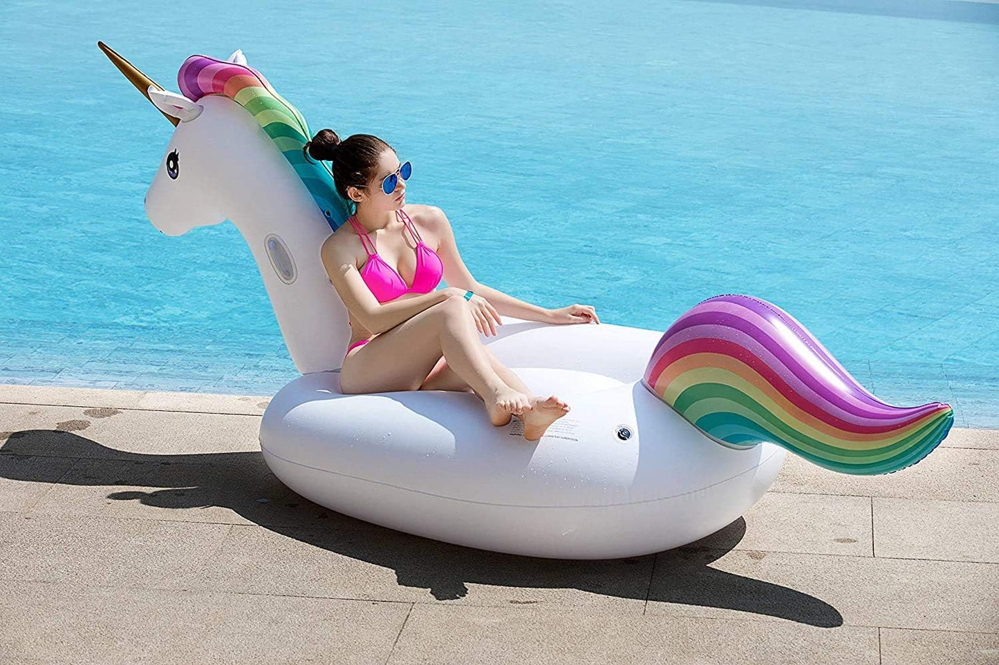 Jasonwell Giant Inflatable Unicorn Pool Float – Rideable Blow Up Lounge Raft with Fast Valves for Summer Beach, Pool Parties, Kids & Adults