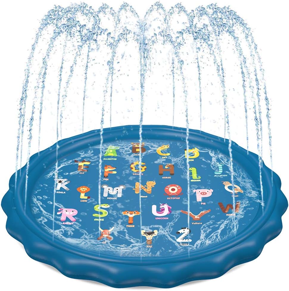 Jasonwell 60" Splash Pad Sprinkler for Kids & Toddlers – Inflatable Outdoor Water Play Mat, Backyard Pool for Boys & Girls, Ages 1-9, Blue
