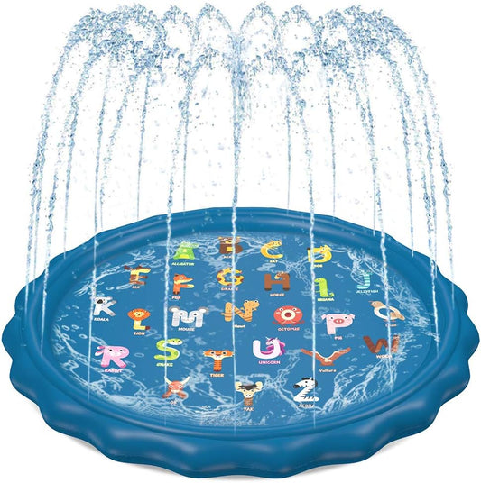 Jasonwell 60" Splash Pad Sprinkler for Kids & Toddlers – Inflatable Outdoor Water Play Mat, Backyard Pool for Boys & Girls, Ages 1-9, Blue