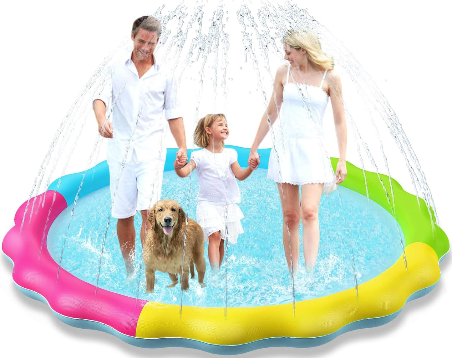 Jasonwell Splash Pad Sprinkler – Inflatable Outdoor Water Play Mat for Kids, Toddlers, and Pets, Backyard Fun for Boys & Girls (XL)