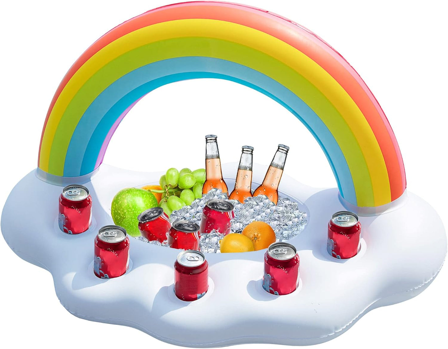 Jasonwell Inflatable Pool Party Cooler – Rainbow Cloud Drink Holder for Luau, Hawaiian, Beach Parties, Outdoor Decor, Pool Games for Kids & Adults
