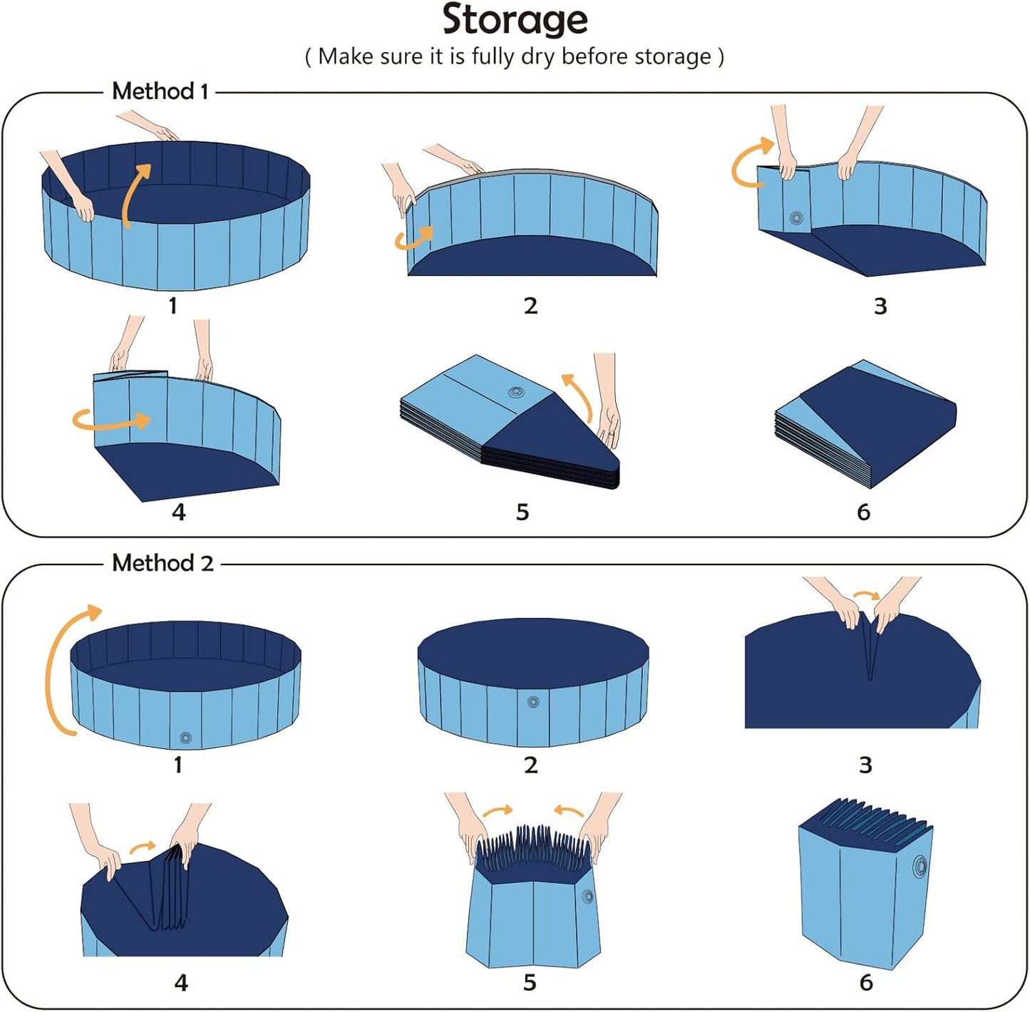 Jasonwell Foldable Hard Plastic Dog Pool - Collapsible Pet Swimming Pool & Bath Tub for Dogs - 32" - Plastic Board Blue