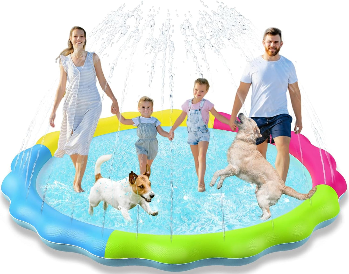 Jasonwell Non-Slip Kids & Dog Splash Pad – Durable Sprinkler Pool for Toddlers, Kids, Small to Large Dogs, Summer Outdoor Water Toys for Backyard Fun
