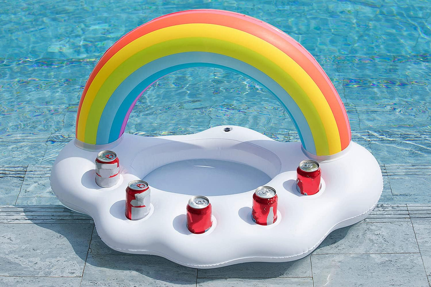 Jasonwell Inflatable Pool Party Cooler – Rainbow Cloud Drink Holder for Luau, Hawaiian, Beach Parties, Outdoor Decor, Pool Games for Kids & Adults