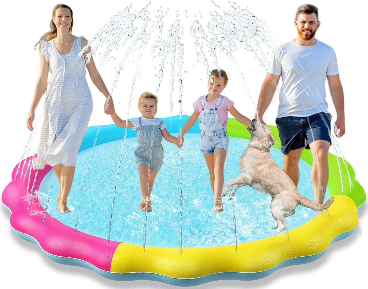 Jasonwell Splash Pad Sprinkler – Inflatable Outdoor Water Play Mat for Kids, Toddlers, and Pets, Backyard Fun for Boys & Girls (XL)
