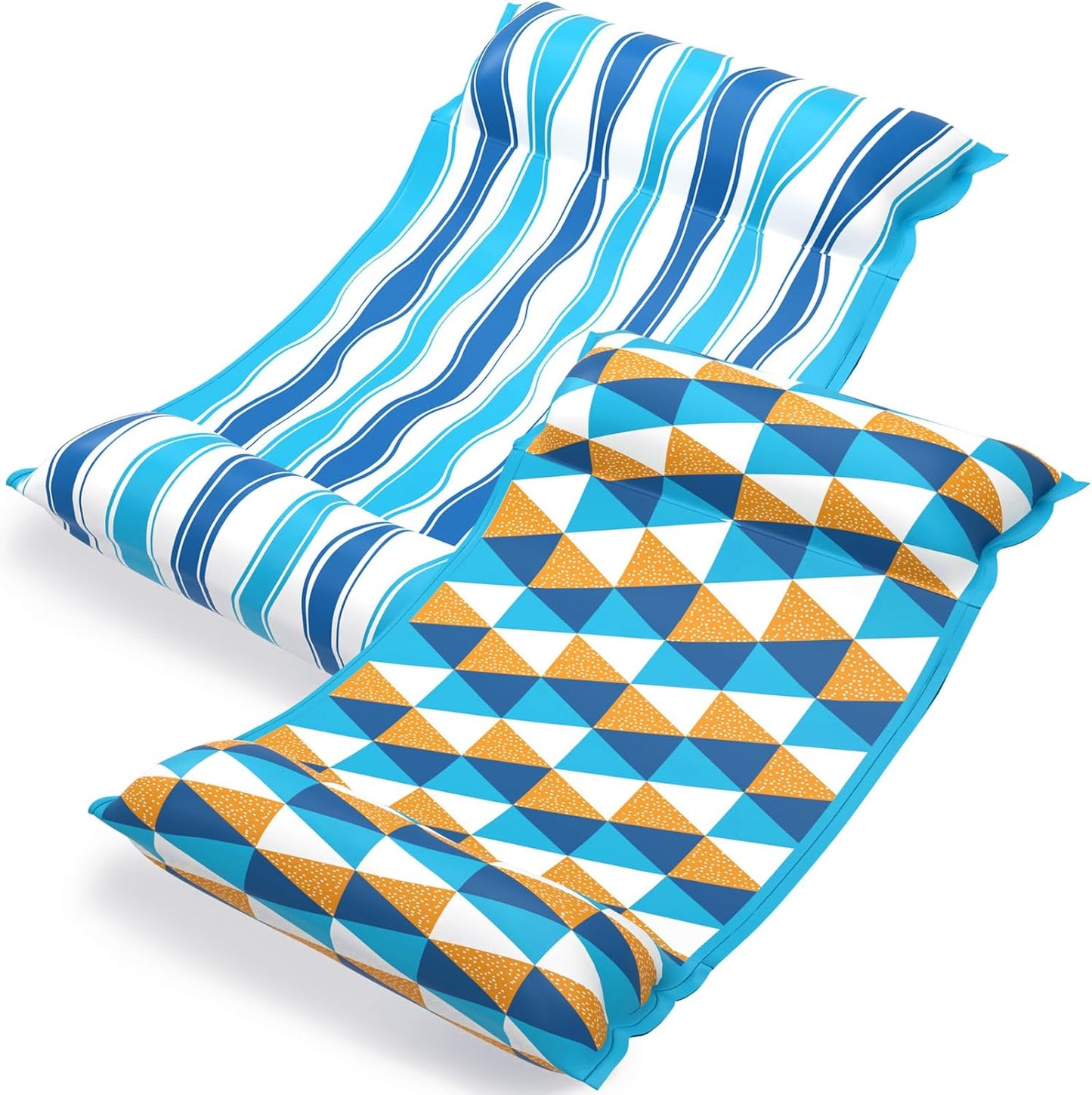 Jasonwell 2-Pack Water Hammock Pool Floats – 4-in-1 Fabric Inflatable Lounge, Saddle, Drifter for Adults, Pool, Lake, Beach Rafts