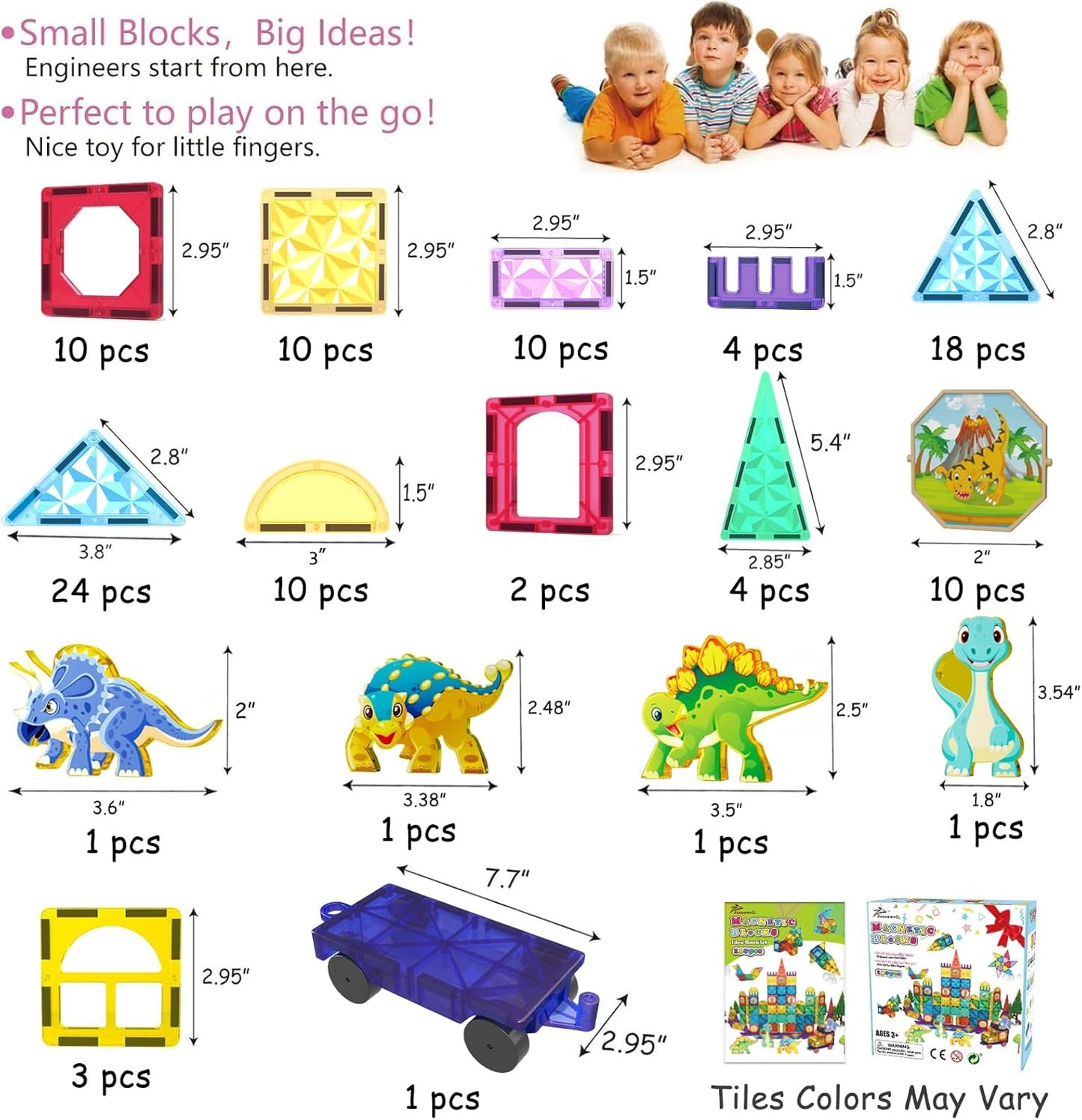 Jasonwell 110PCS Magnetic Tiles Building Blocks Set – Educational STEM Construction Kit for Kids 3-9 Years - 57pcs set