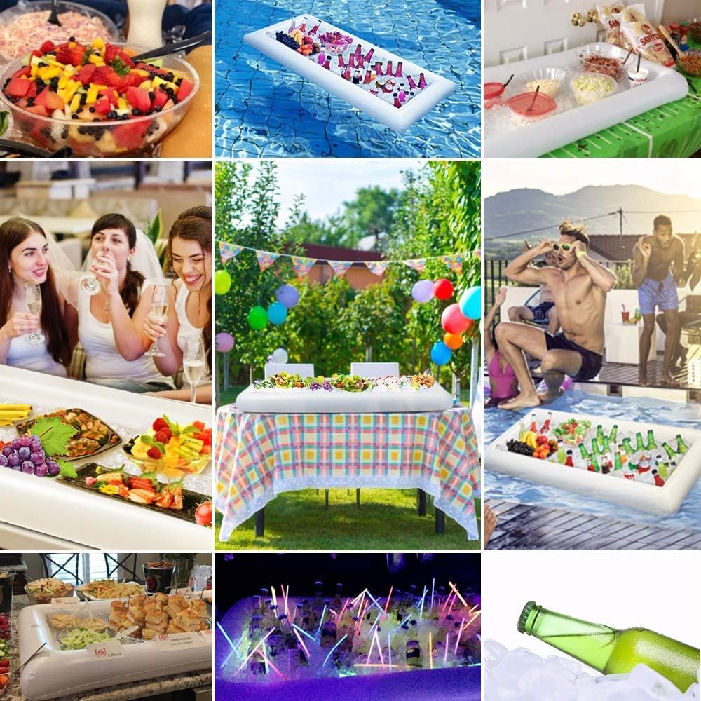 Jasonwell Giant Inflatable Serving Bar & Ice Cooler - Portable Buffet Food & Drink Holder for Parties, BBQ, Picnic & Pool - 2PCS