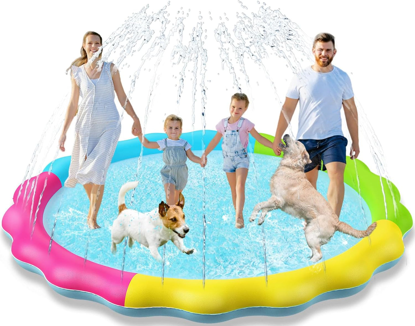 Jasonwell 60" Splash Pad Sprinkler for Kids & Toddlers – Inflatable Outdoor Water Play Mat, Backyard Pool for Boys & Girls, Ages 1-9, Blue