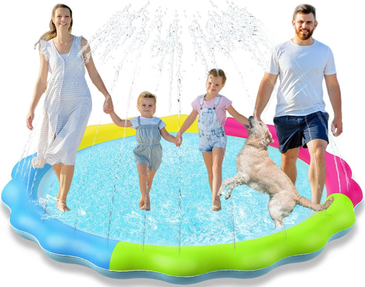 Jasonwell Non-Slip Kids & Dog Splash Pad – Durable Sprinkler Pool for Toddlers, Kids, Small to Large Dogs, Summer Outdoor Water Toys for Backyard