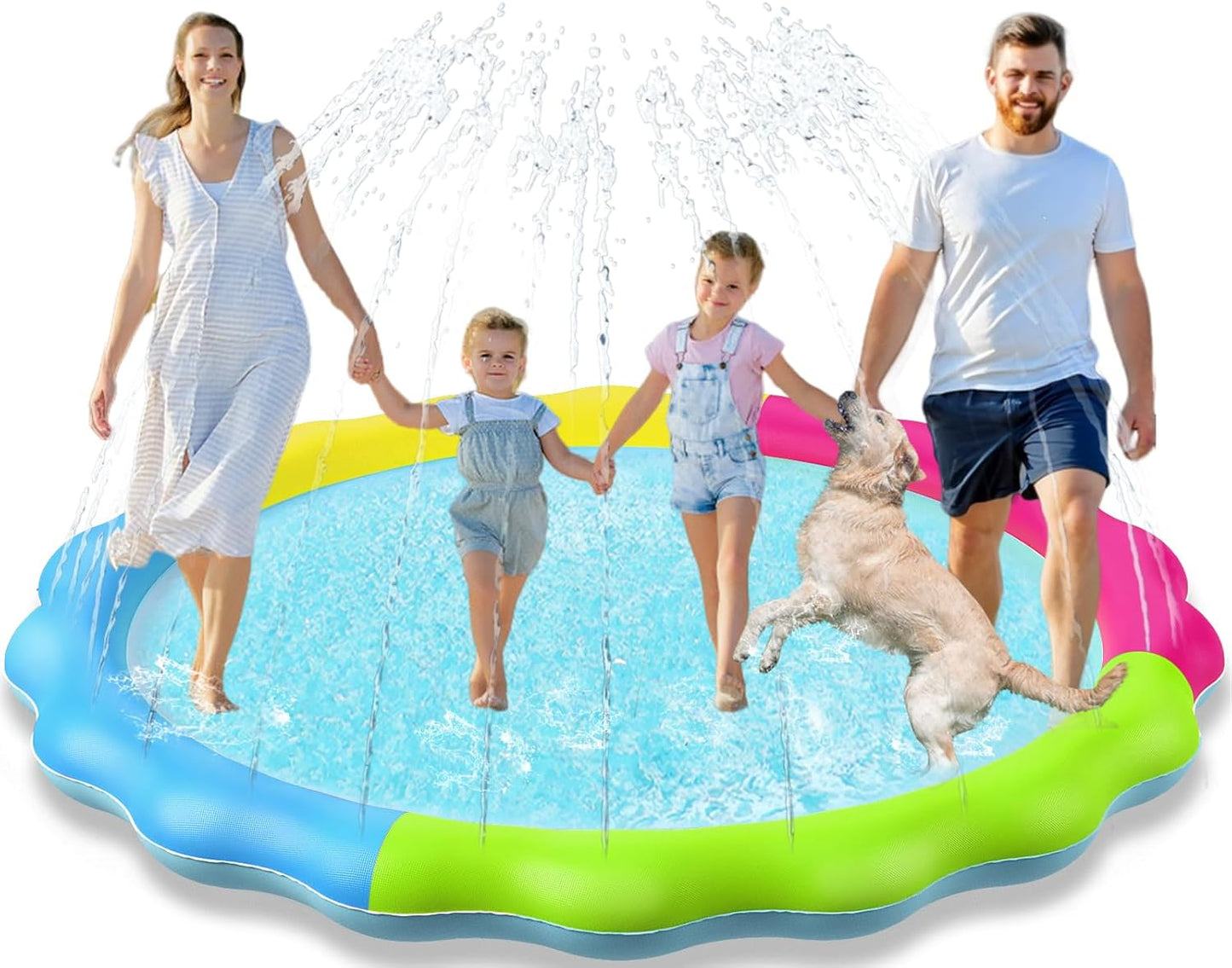 Jasonwell Non-Slip Kids & Dog Splash Pad – Durable Sprinkler Pool for Toddlers, Kids, Small to Large Dogs, Summer Outdoor Water Toys for Backyard