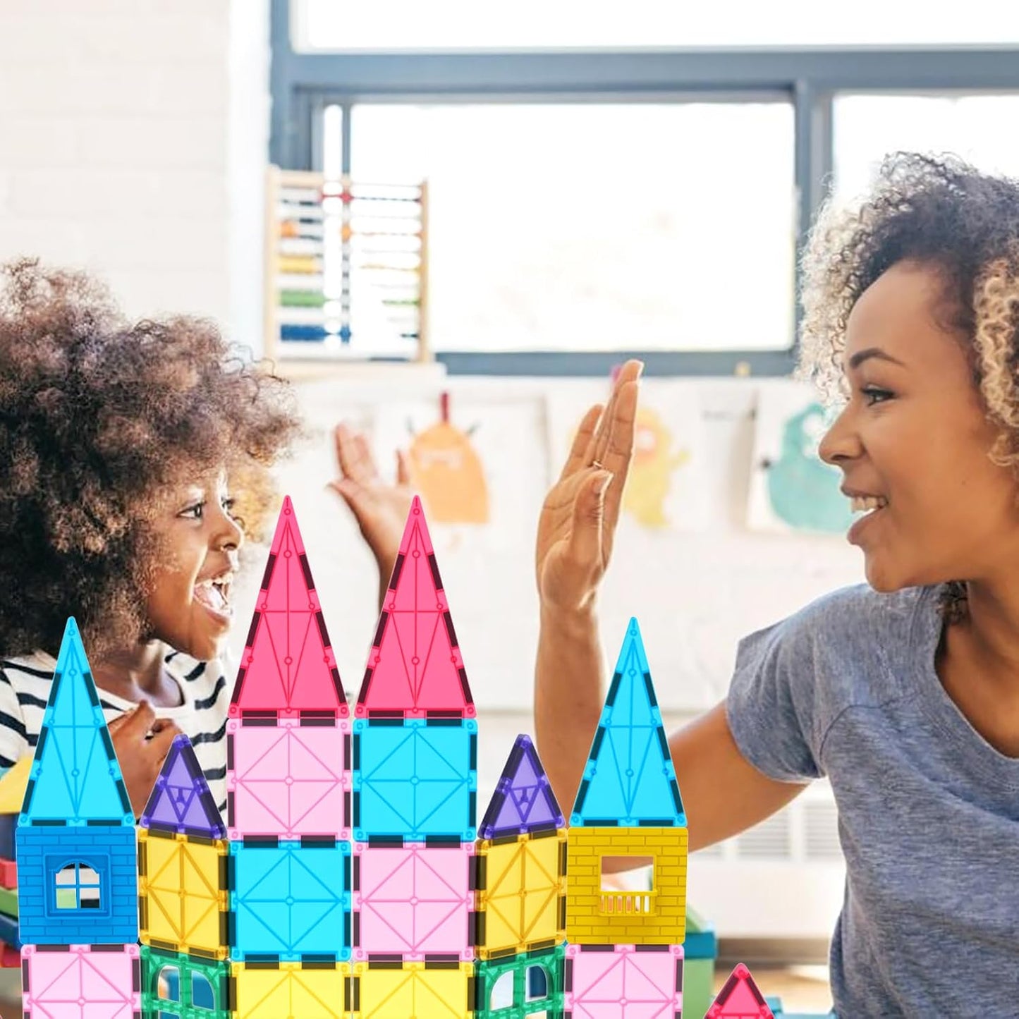 Jasonwell 60PCS Magnetic Tiles Building Set - 3D STEM Toys for Kids Age 3-9, Educational Gift for Toddlers & Preschoolers