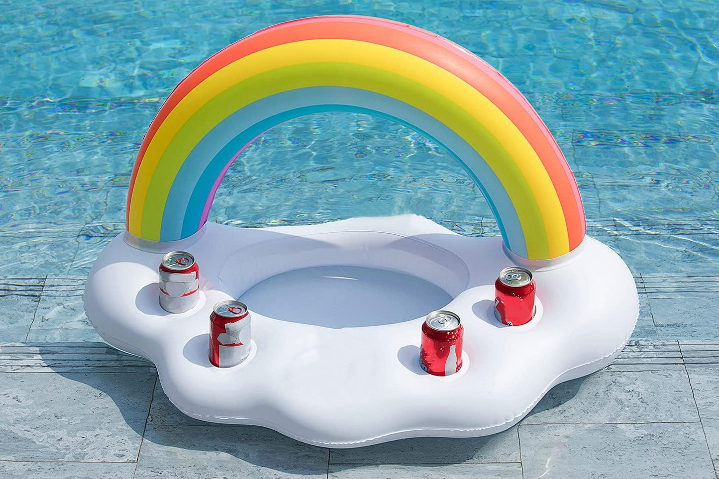 HeyGo 37" x 24" x 22" Inflatable Pool Party Cooler - Rainbow Cloud Drink Holder for Hawaiian Luau, Birthday & Easter Outdoor Fun!